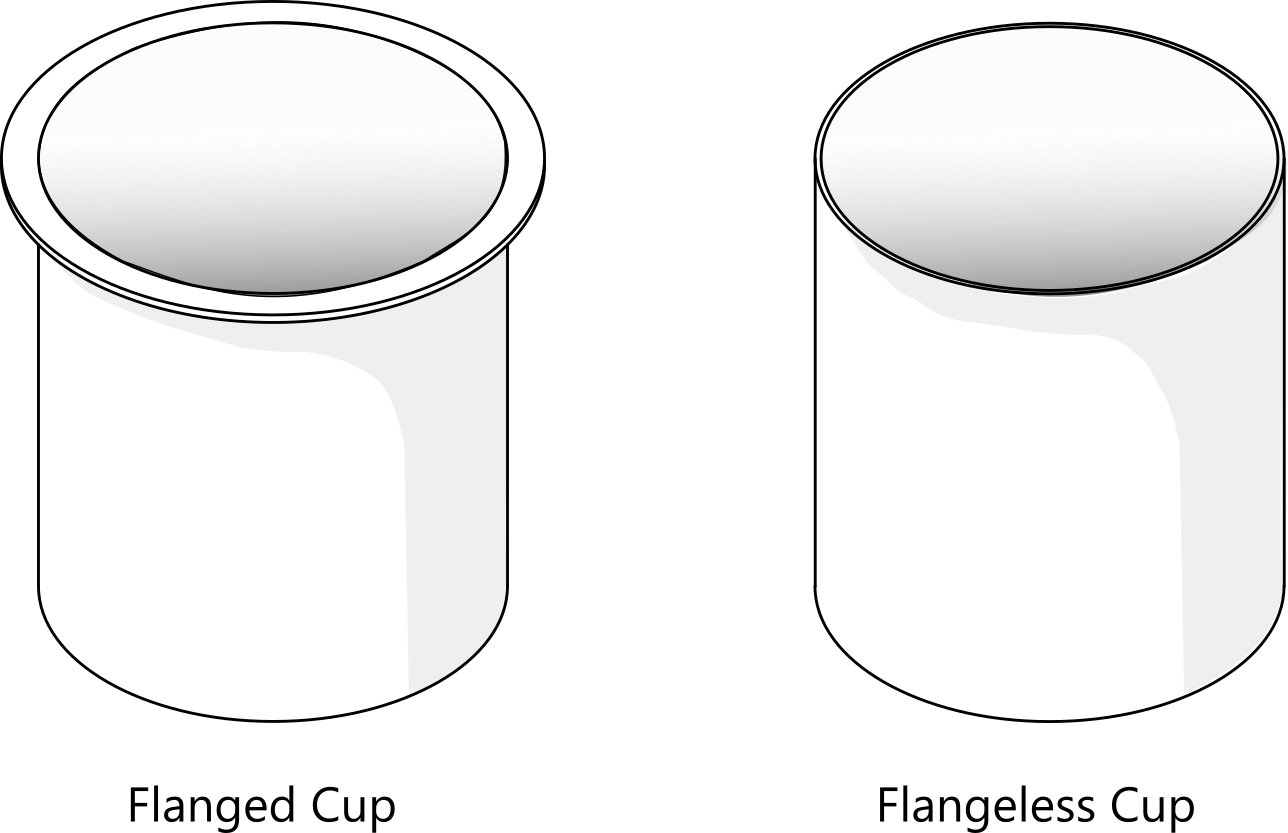 Image showing flanged and flangeless drawn cup